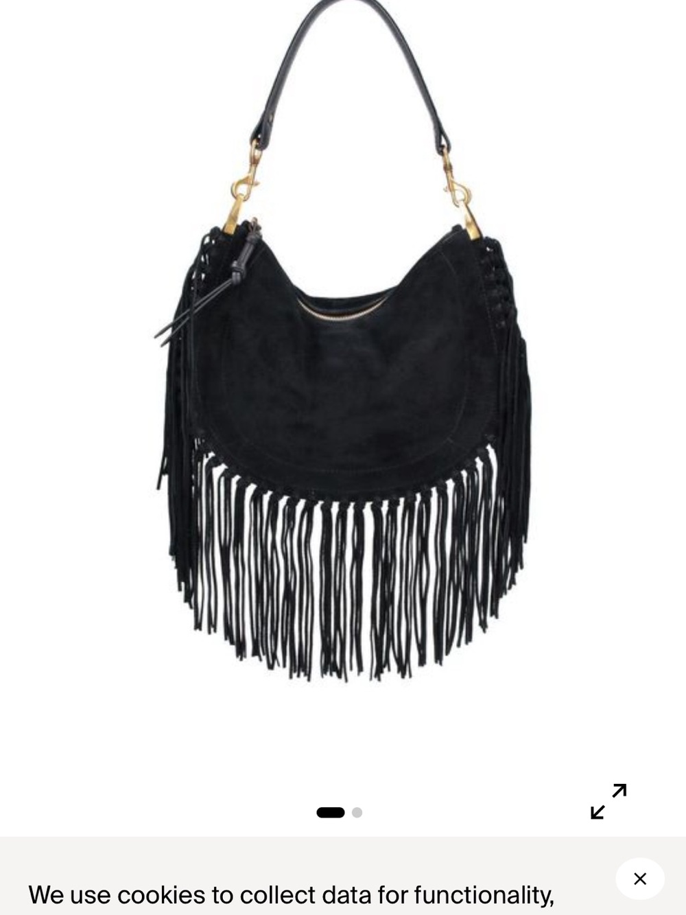 Isabel Marant Black Suede Fringe Hobo Bag
